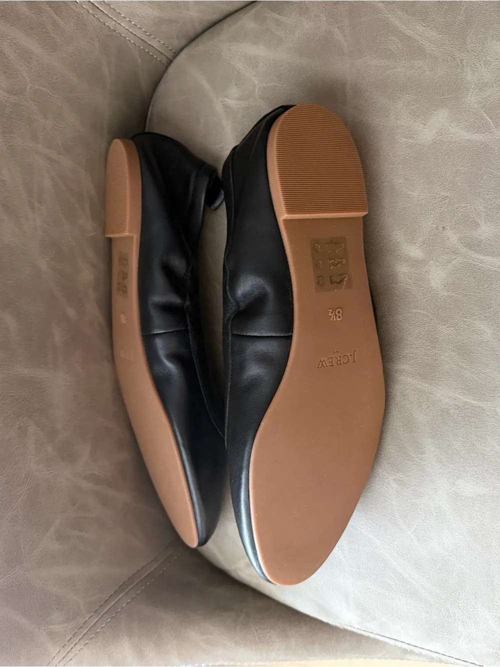J. Crew Lizzie Black Leather Ballet Flats